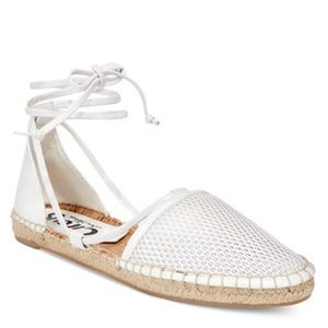 San Edelman white lace up espadrilles